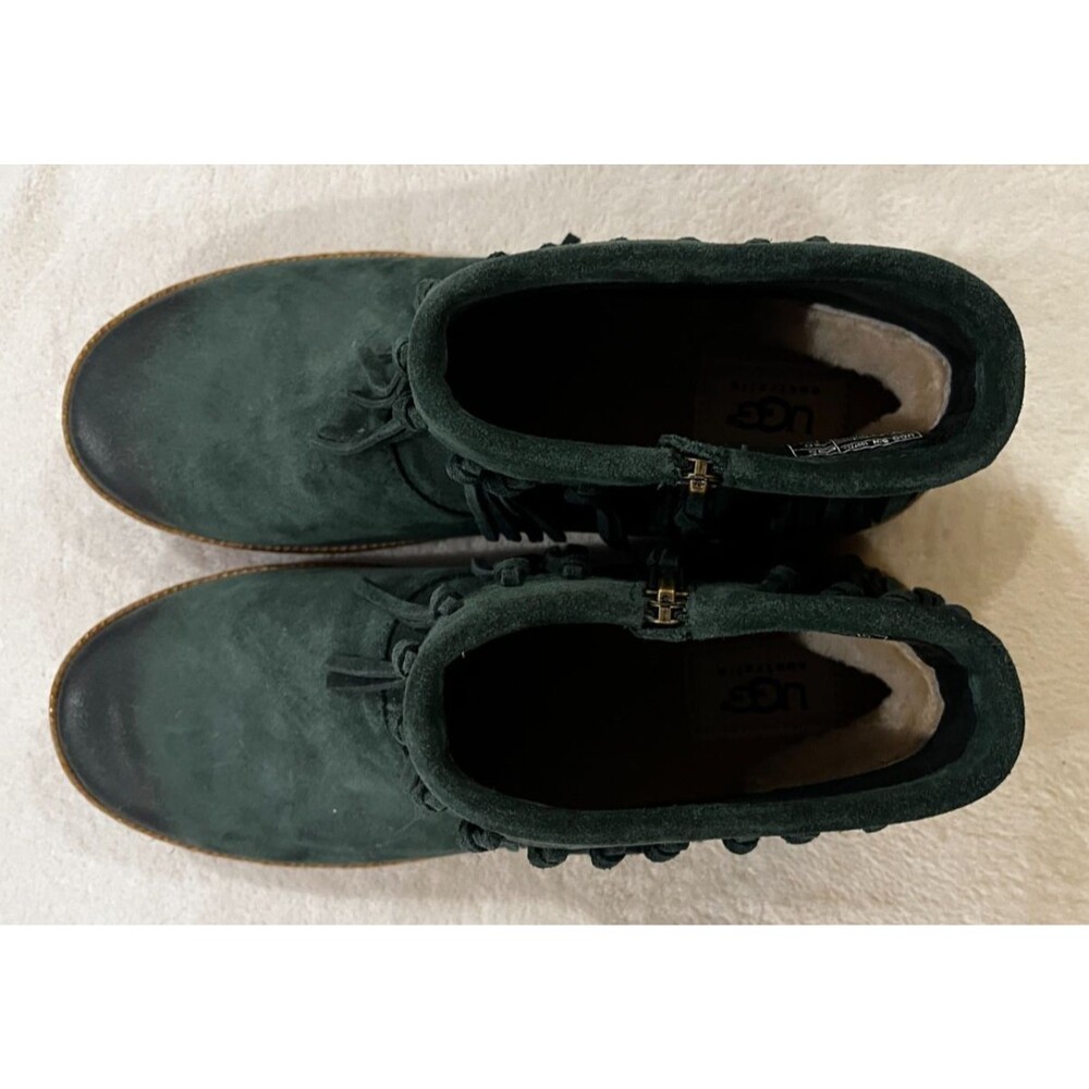 UGG Shenandoah Pine Suede Fringe Boho Western Ankle Boots Size 8.5 Green NEW NIB - Picture 7 of 16